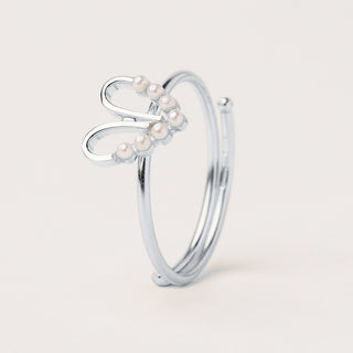 Anello cuore perle Argento 925  regolabile