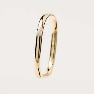 Anello quadrato zircone Argento 925 placcato oro moderno