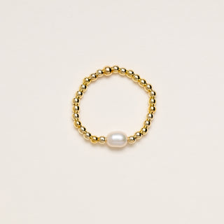 Anello elasticizzato perla Argento 925 placcato oro