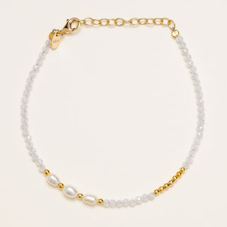 Bracciale perle zirconi elegante regolabile oro