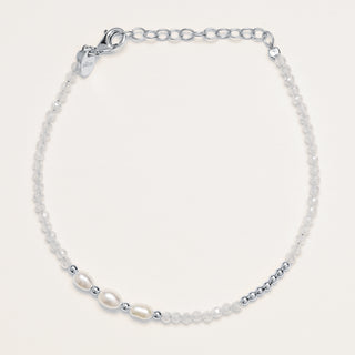 Bracciale perle zirconi elegante regolabile Argento