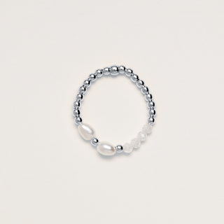 Anello elasticizzato perle zirconi Argento elegante