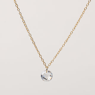 Collana in argento 925 placcato oro con zircone centrale a forma di goccia