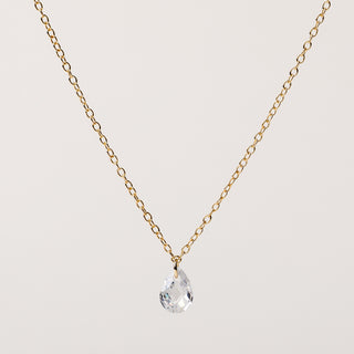 Collana in argento 925 placcato oro con zircone centrale a tondo