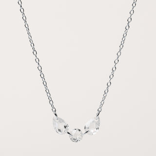 Collana in argento 925 placcato oro con zircone centrale tondo e due gocce laterali