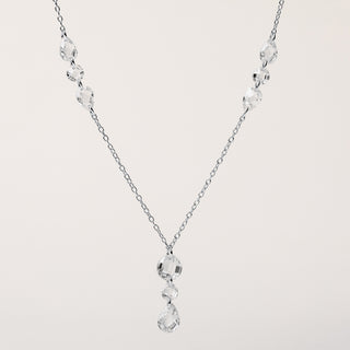 Collana in argento 925 placcato oro con zirconi tondi e a goccia pendenti