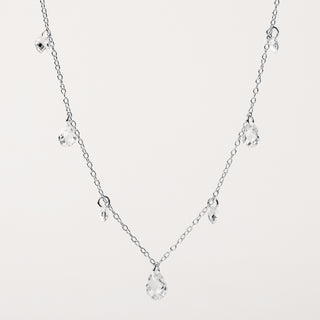 Collana in argento 925 placcato oro con zirconi pendenti taglio goccia e tondo