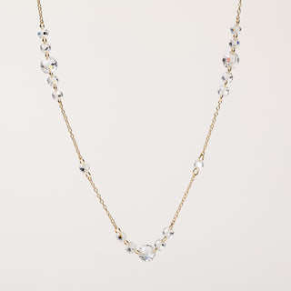 Collana lunga in argento 925 placcato oro con zirconi tondi alternati lungo la catena