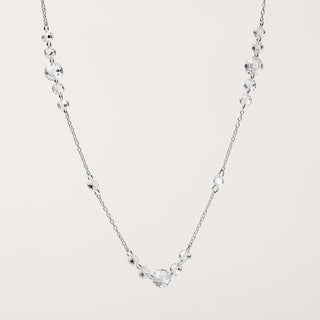 Collana lunga in argento 925 placcato oro con zirconi tondi alternati lungo la catena