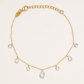 Bracciale in argento 925 placcato oro con zirconi pendenti taglio goccia e tondo