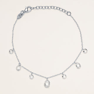 Bracciale in argento 925 placcato oro con zirconi pendenti taglio goccia e tondo