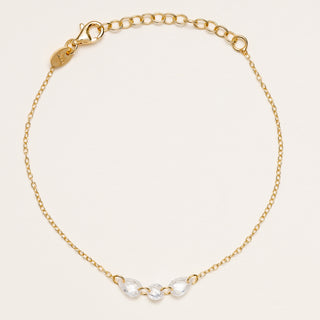Bracciale in argento 925 placcato oro con zircone centrale tondo e due gocce laterali
