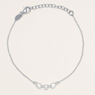 Bracciale in argento 925 placcato oro con zircone centrale tondo e due gocce laterali