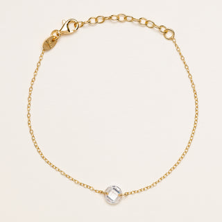 Bracciale in argento 925 placcato oro con zircone centrale tondo