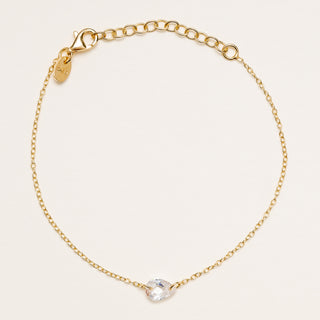Bracciale in argento 925 placcato oro con zircone centrale a goccia luminoso