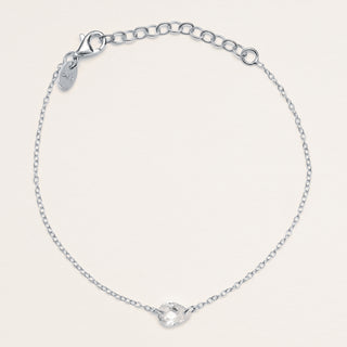 Bracciale in argento 925 placcato oro con zircone centrale a goccia luminoso