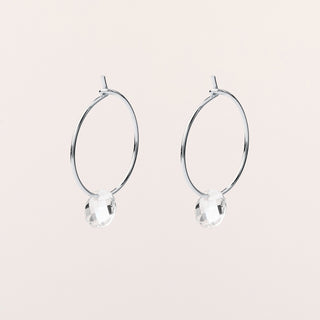 Orecchini a cerchio 2 cm in argento 925 placcato oro con zircone pendente tondo