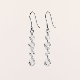 Orecchini pendenti in argento 925 placcato oro con zirconi sfaccettati lunghi 3,5 cm