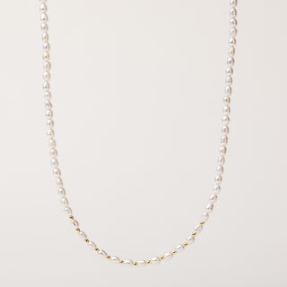 Collana perle acqua dolce elegante Argento 925 placcato oro