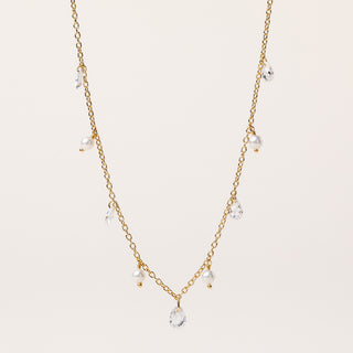 Collana zirconi perle elegante Argento 925 placcato oro