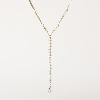 Collana Y perle zirconi elegante