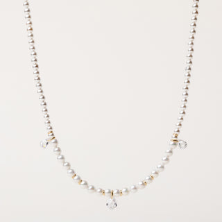 Collana perle zirconi elegante Argento 925 placcato oro