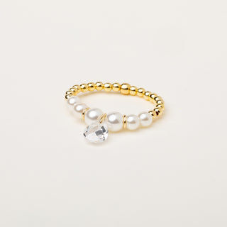 Anello oro perle zircone regolabile