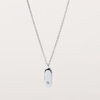 collana ovale Argento punto luce zircone minimal