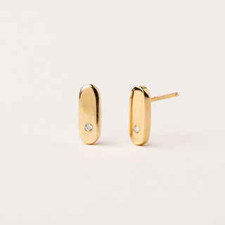 orecchini ovali oro zircone minimal