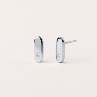 orecchini ovali Argento zircone minimal