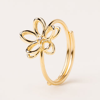 anello fiore oro regolabile elegante
