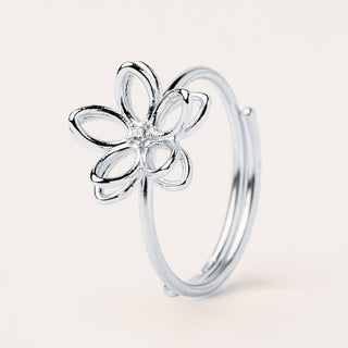 anello fiore Argento regolabile elegante