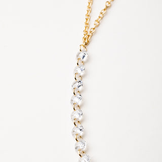 Collana a Y in argento 925 placcato oro con zirconi pendenti centrali luminosi