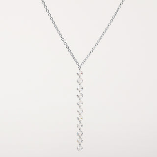 Collana a Y in argento 925 placcato rodio con zirconi pendenti centrali luminosi