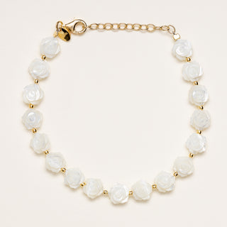 Bracciale oro con fiore madreperla raffinato