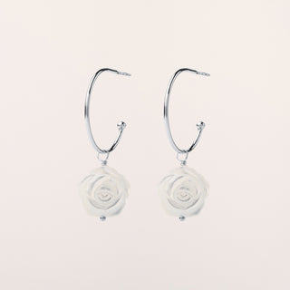 Orecchini cerchio Argento fiore madreperla
