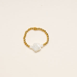 anello oro madreperla fiore regolabile