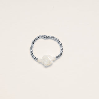 anello Argento madreperla fiore regolabile
