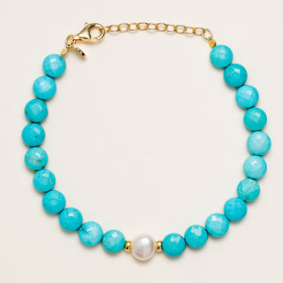 Bracciale turchese con perla centrale