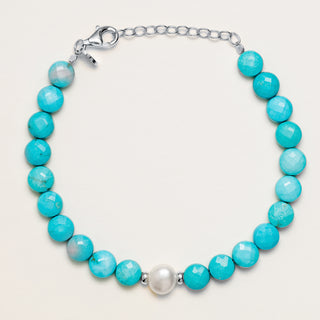 Bracciale turchese con perla centrale