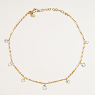Cavigliera oro con zirconi pendenti
