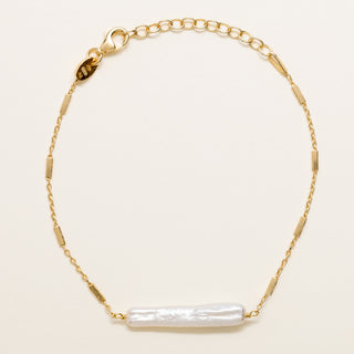 Bracciale con perle d'acqua dolce naturali e catena oro regolabile