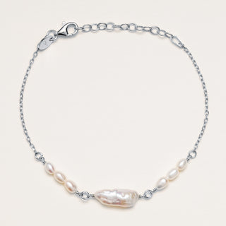 Bracciale con perla centrale d'acqua dolce e catena Argento regolabile