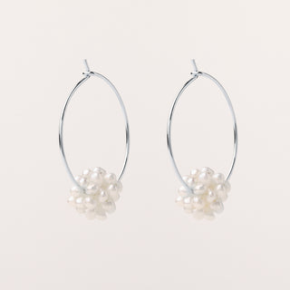 orecchini cerchio perle acqua dolce Argento eleganti donna