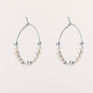 orecchini cerchio perle sintetiche Argento eleganti donna