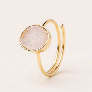 anello agata cristallo regolabile oro