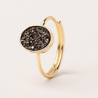 anello agata cristallo regolabile oro