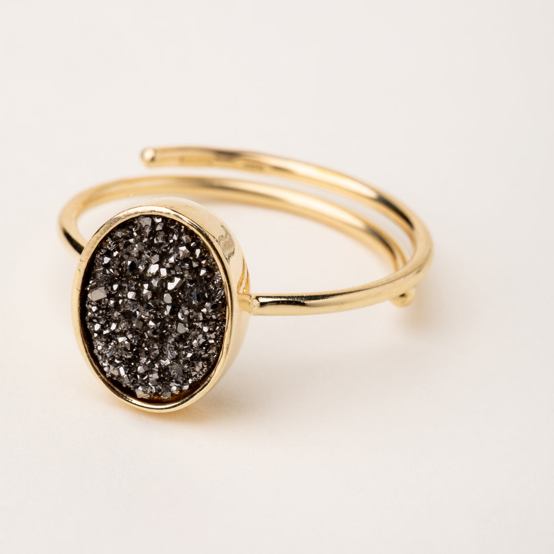 Avalaya Anello flessibile leopardato con cristalli trasparenti