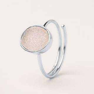 anello agata cristallo regolabile Argento