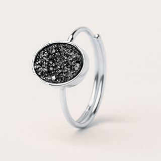 anello agata cristallo regolabile Argento